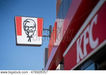 Kfc Sign And Logo In Istanbul. Kfc (kentucky Fried Chicken) Is An American Fast Food Restaurant Chai