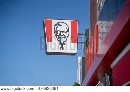 Kfc Sign And Logo In Istanbul. Kfc (kentucky Fried Chicken) Is An American Fast Food Restaurant Chai