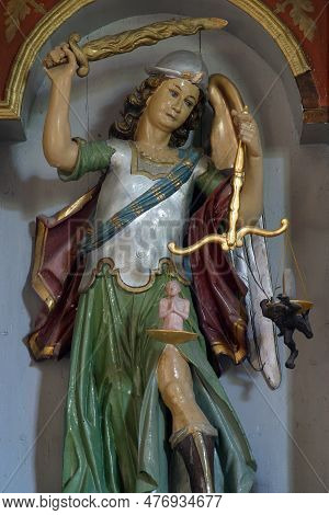 Petrovina, Croatia - July 22, 2013: Saint Michael The Archangel, Altar In The Parish Church Of Saint