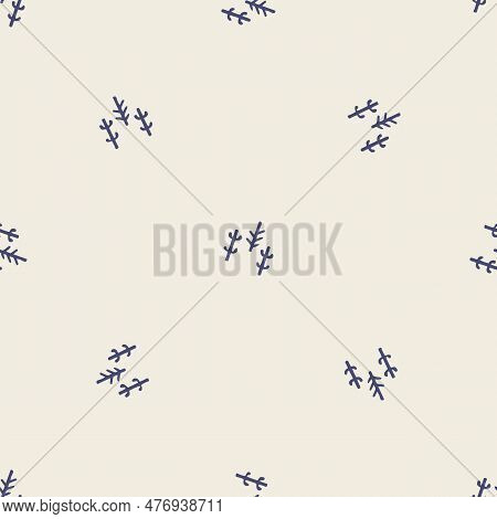 Masculine Block Print Woodland Tree Vector Pattern. Seamless Sketchy Outdoor Forest Organic Style Fo