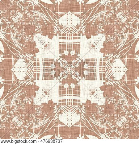Peach Pink Cottagecore Cozy Tartan Pattern. Cottagecore Rustic Marl Design For Cozy Wash Effect Repe