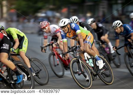 Boise, Idaho - July 7, 2021: People Racing At The Boise Twilight Criterium