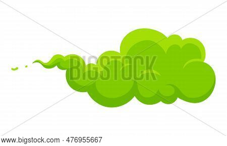Smelling Green Cartoon Smoke Or Fart Clouds Flat Style Design Vector Illustration. Bad Stink Or Toxi