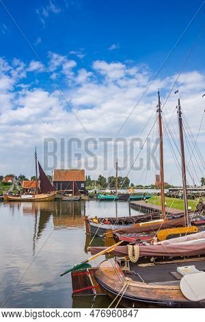 Enkhuizen, Netherlands - August 11, 2021: Historic Harbor With Old Wooden Sailing Ships In Enkhuizen