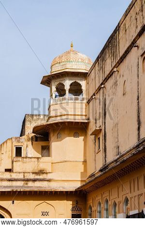 Low Angle Close Up Shot Of The Dome Above An Old Fort Building With No Person In The Scene.