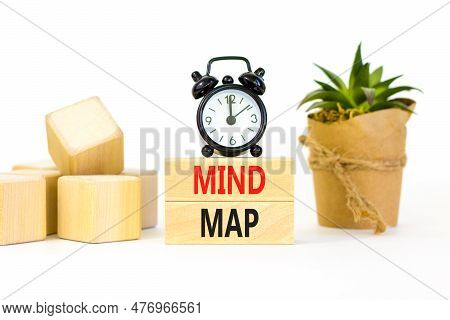 Mind Map Symbol. Concept Words Mind Map On Wooden Blocks On A Beautiful White Background. Black Alar