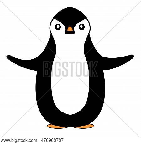 A Single Cartoon Penguin Set Over A White Background