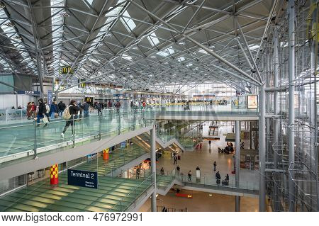 Cologne, Germany - 27. January 2023: Interioer Of The Modern Airport Cologne Bonn - Germany