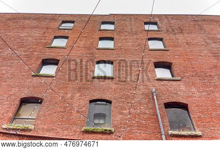 Brick Wall Of Histrical Office Building In Downtown Of Vancouver