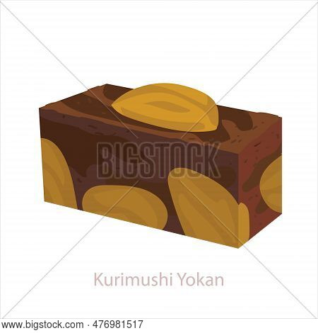 Kurimushi Yokan Mochi. Traditional Japanese Pastry Made From Sweet Chestnuts And Red Sweet Bean Past