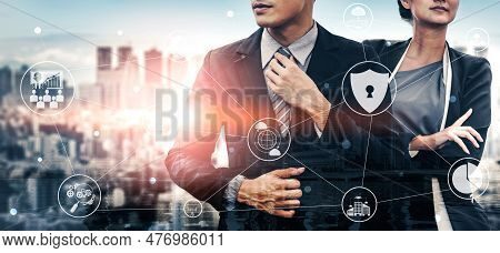 Cyber Security And Digital Data Protection Concept. Icon Graphic Interface Showing Secure Firewall T