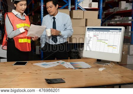 Project Planning Software For Modish Business Project Management On The Computer Screen Showing Time