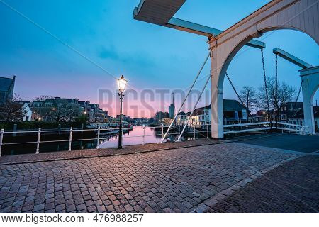 Early Morning Sunrise In The City Center Of Zierikzee, Zeeland, The Netherlands.