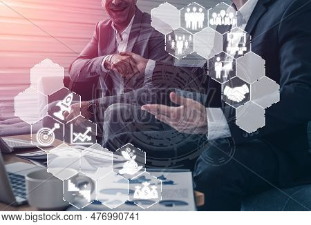 Start Up Business Of Creative People Concept - Modern Graphic Interface Showing Symbol Of Entreprene
