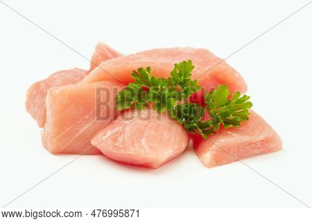 Fresh Frozen Pieces Of Turkey Meat On A White Background.raw Chicken.frozen Chicken Fillet.chicken S
