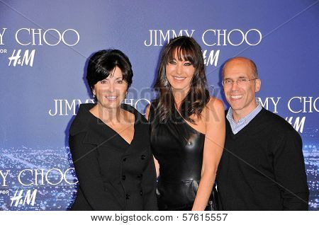 Marilyn Katzenberg, Tamara Mellon and Jeffrey Katzenberg   at the Jimmy Choo For H&M Collection, Private Location, Los Angeles, CA. 11-02-09