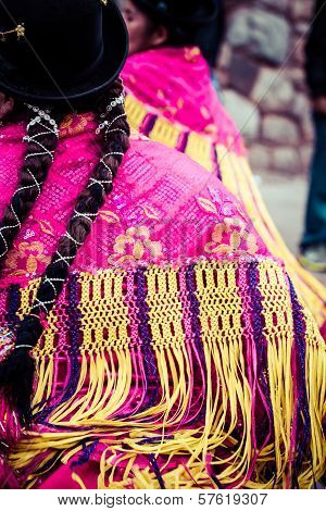 Peruvian Dancers At The Parade In Cusco.