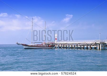 Frigate Moored To A Pier