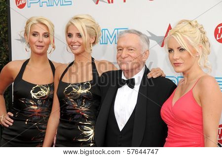 Karissa Shannon and Kristina Shannon with Hugh Hefner and Crystal Harris  at the 37th Annual AFI Lifetime Achievement Awards. Sony Pictures Studios, Culver City, CA. 06-11-09