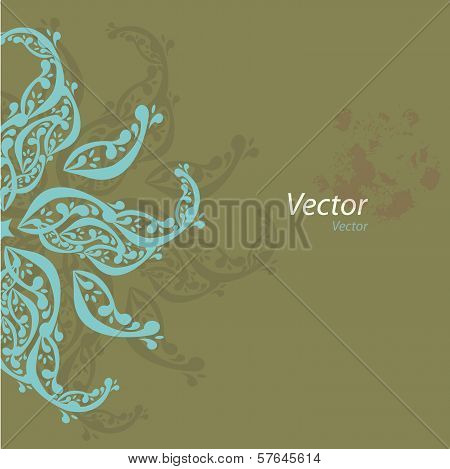 Vector ornamental oriental blue and brown background with tiny elements