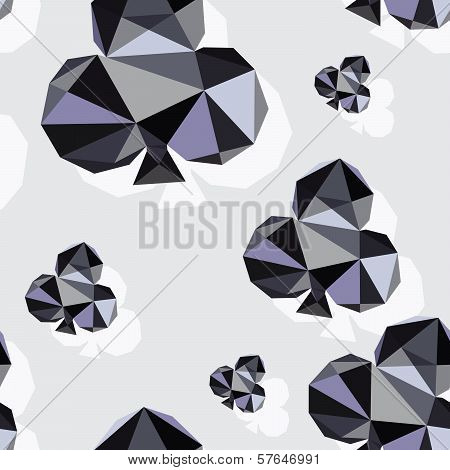 Origami-style background with card suits: clubs