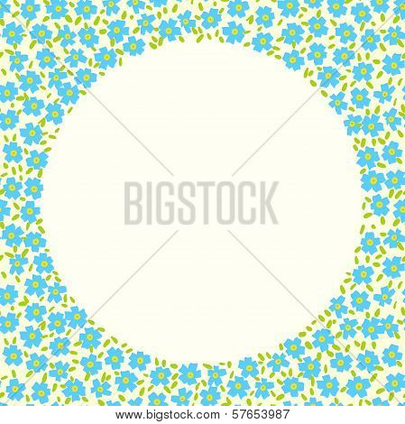 Floral frame with small blue flowers