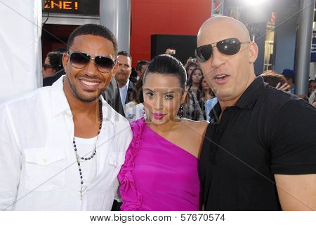 Laz Alonso with Mirtha Michelle and Vin Diesel  at the United States Premiere of 'Los Bandoleros'. AMC Cinemas Theater 5, Universal City, CA. 07-16-09