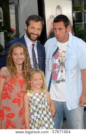 Judd Apatow and Adam Sandler with Maude Apatow and Iris Apatow at the World Premiere of 'Funny People'. Arclight Hollywood, Hollywood, CA. 07-20-09