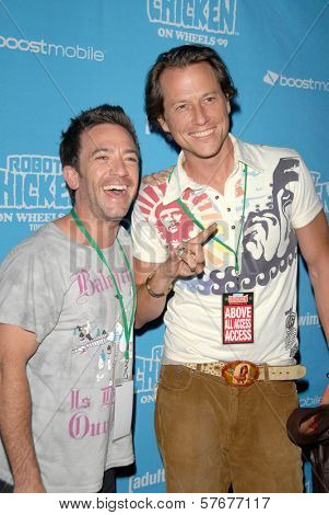 David Faustino and Corin Nemec at Robot Chicken's Skate Party Bus Tour. Skateland, Northridge, CA. 08-01-09