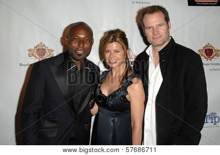 Jimmy Jean-Louis with Beth Toussaint and Jack Coleman at the Hollyshorts Haiti Charity VIP Webisode Celebration. Kress, Hollywood, CA. 08-08-09