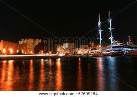 Rhodes Island Landmark, Mandraki Port, Greece.