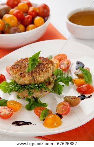 Crab Cakes And Tomato Salad