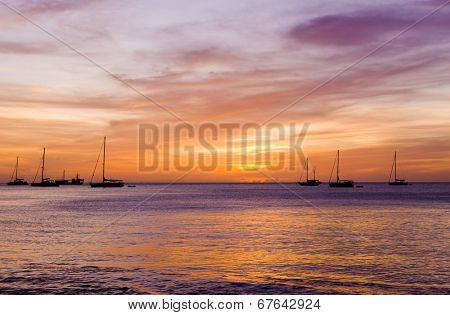 sunset over the Caribbean Sea, Grand Anse Bay, Grenada