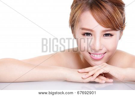 Beauty Woman Face With Mirror Reflection