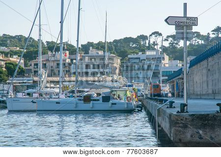 Catamaran in Cala Ratjada harbor