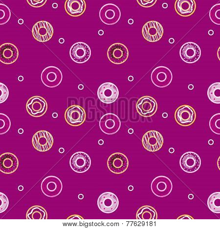 Vector sweet donuts seamless pattern. Pastry background