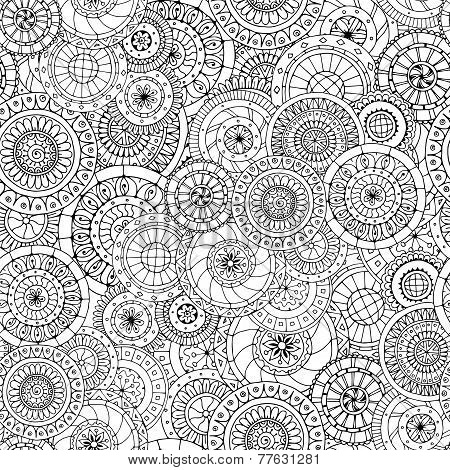 Seamless floral doddle pattern and cucumbers.