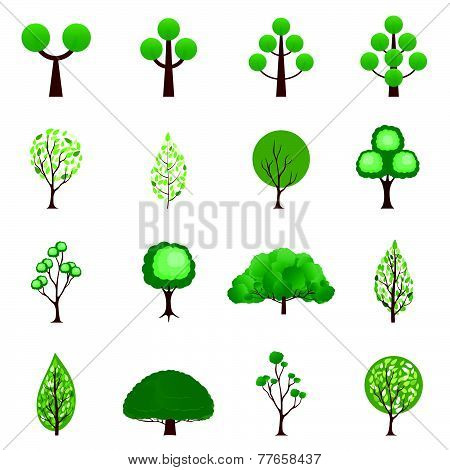 Tree Icon Set On White Background