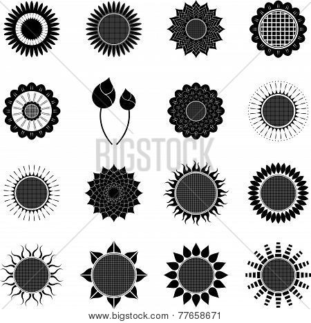 Flower Icon Set. Vector Illustration