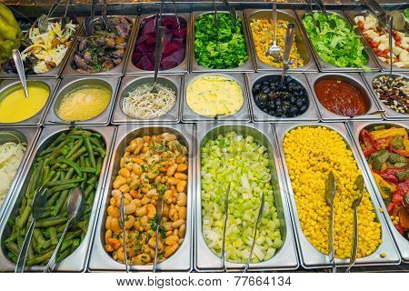 Nice salad buffet in a restaurant