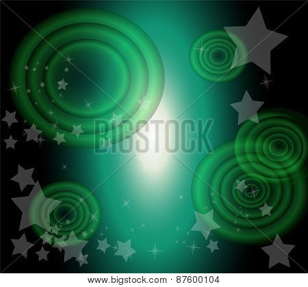 Vector star and circle dark green background design