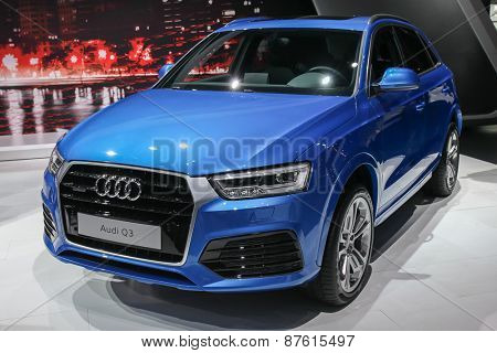 NEW YORK - APRIL 1: Audi exhibit Audi Q3 at the 2015 New York International Auto Show during Press day,  public show is running from April 3-12, 2015 in New York, NY.
