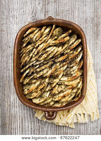 Rustic Roasted Hasselback Potato Gratin