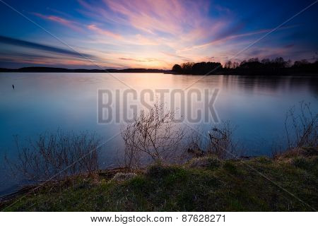 Long Exposure Lake At Sunset