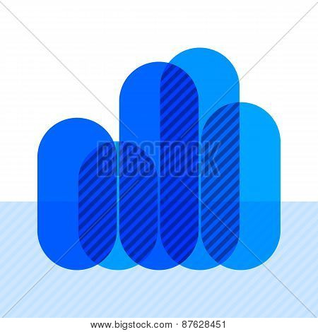 Infographics with waving blue overlapping bars
