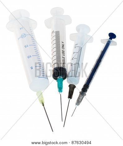 Four New Medical Plastic Disposable Syringes
