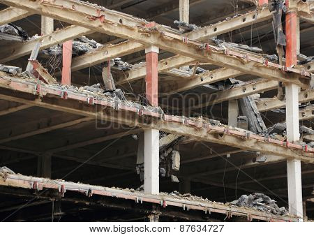 Demolition Of Business Building With Open Removed Facade