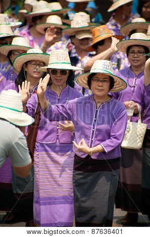 Traditional Thai Dancing In Si Satchanalai Elephant Back Ordination Procession.