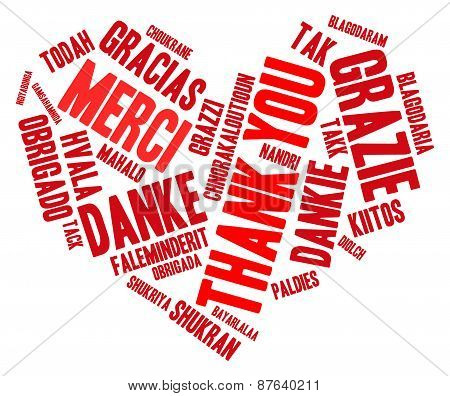 Heart Shaped Thank You Word Cloud