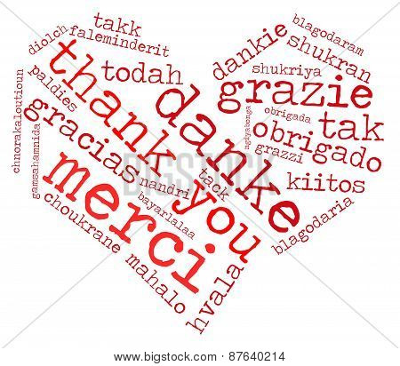 Heart Shaped Thank You Word Cloud
